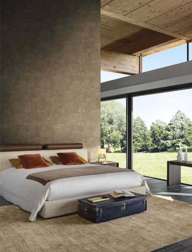 Luxury brown wallpaper, fabric imitation, Z18914, Trussardi 7, Zambaiti Parati