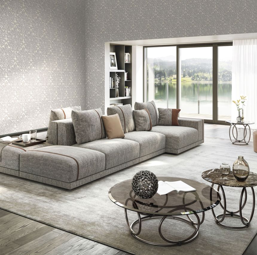 Luxury gray baroque wallpaper, Z18935, Trussardi 7, Zambaiti Parati