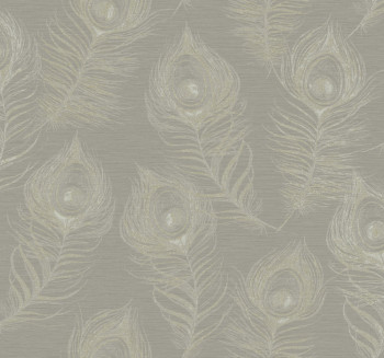 Gray wallpaper with peacock feathers, EV3941, Candice Olson Casual Elegance, York