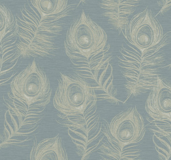 Blue wallpaper with peacock feathers, EV3943, Candice Olson Casual Elegance, York