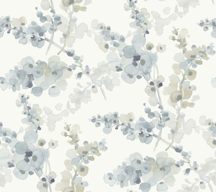 Gray-blue-beige floral wallpaper, EV3974, Candice Olson Casual Elegance, York