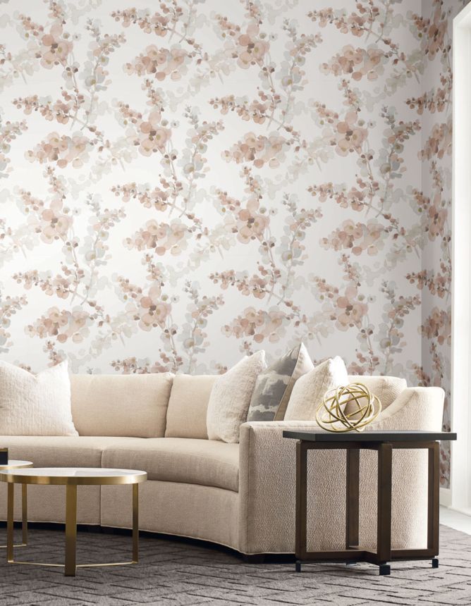 Brown-gray floral wallpaper, EV3975, Candice Olson Casual Elegance, York