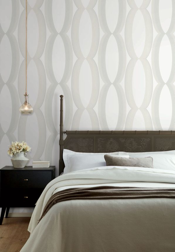 White geometric pattern wallpaper, EV3981, Candice Olson Casual Elegance, York