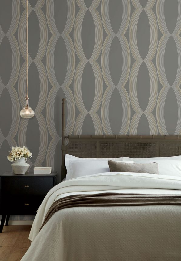 Brown geometric pattern wallpaper, EV3986, Candice Olson Casual Elegance, York