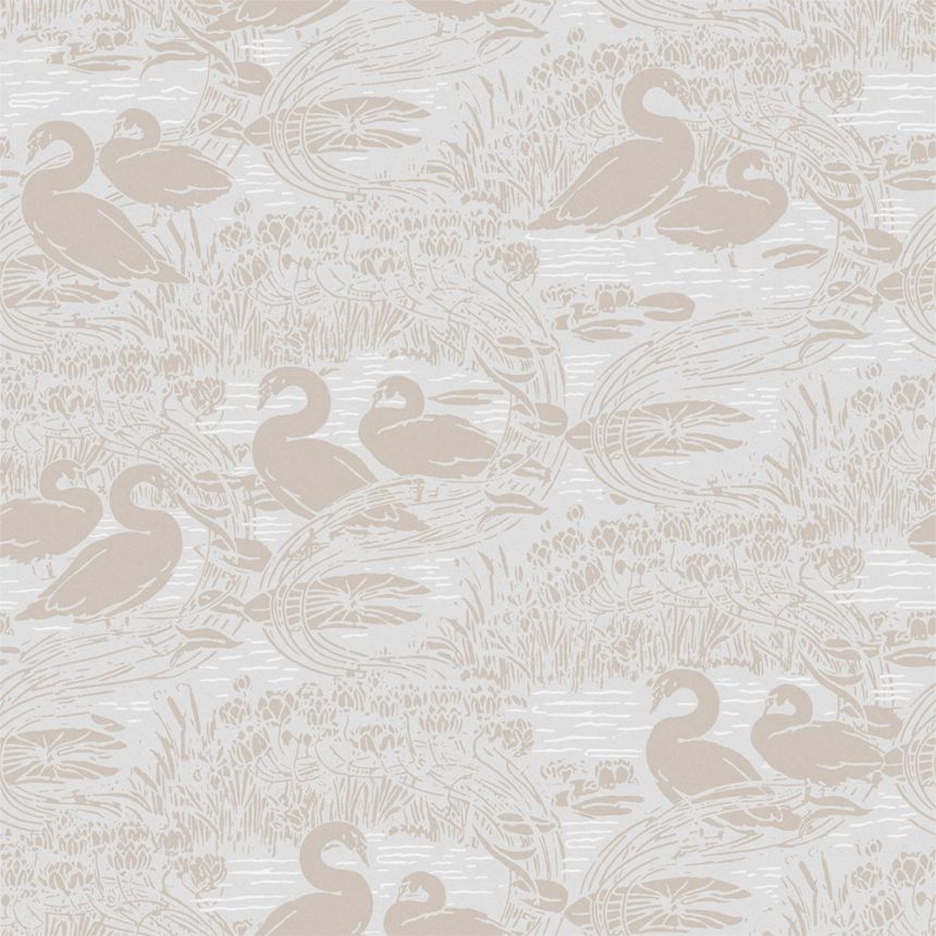 Grey-beige wallpaper, nature, swans, 118471, Laura Ashley 3