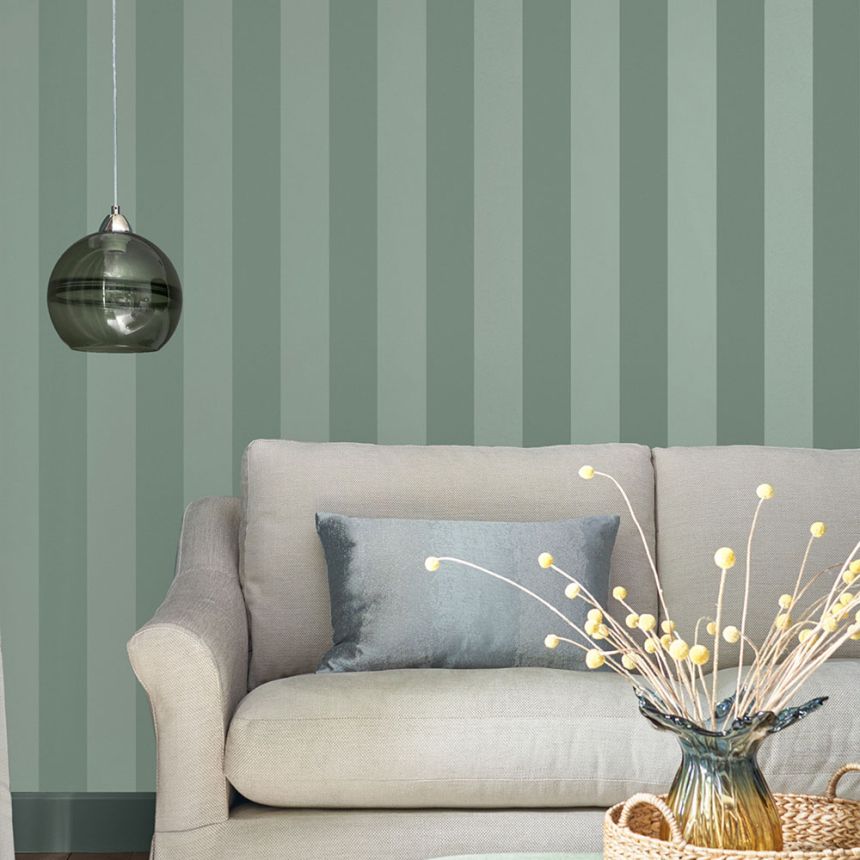 Green striped non-woven wallpaper, 118478, Laura Ashley 3