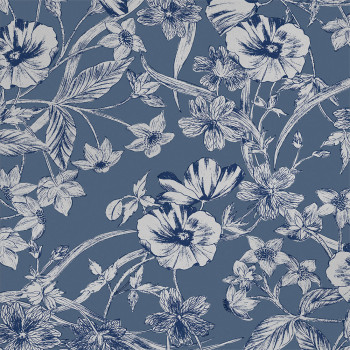 Blue non-woven wallpaper, silver flowers, 118486, Laura Ashley 3