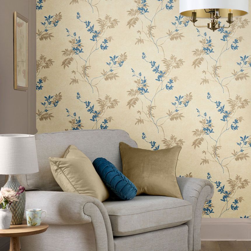 Gold-beige wallpaper with branches and leaves, 119841, Laura Ashley 3