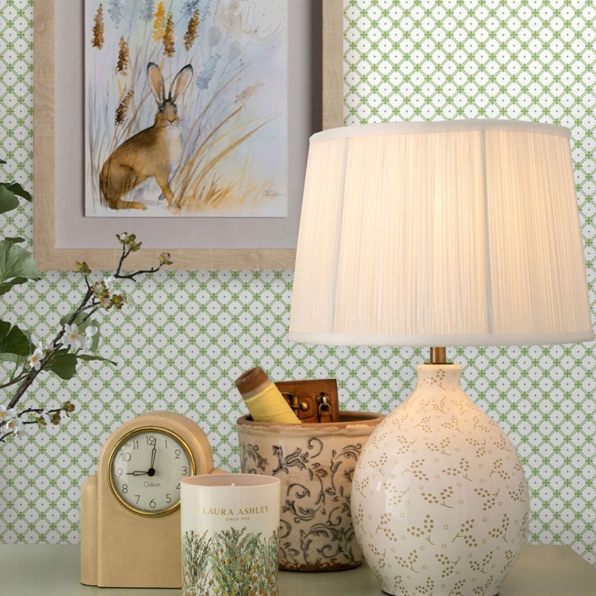 White-green grid non-woven wallpaper, 119848, Laura Ashley 3