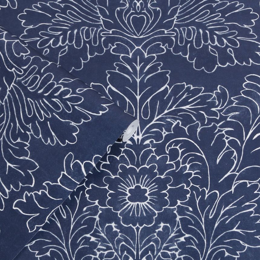 Blue-white wallpaper, flowers, leaves, 119852, Laura Ashley 3