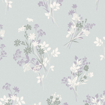 Turquoise non-woven floral wallpaper, 119857, Laura Ashley 3