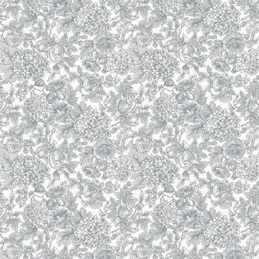 Grey-white non-woven floral wallpaper, 119859, Laura Ashley 3