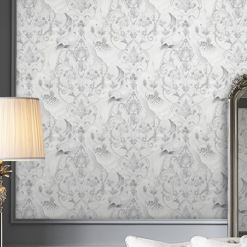 Grey-silver baroque non-woven wallpaper, 119868, Laura Ashley 3