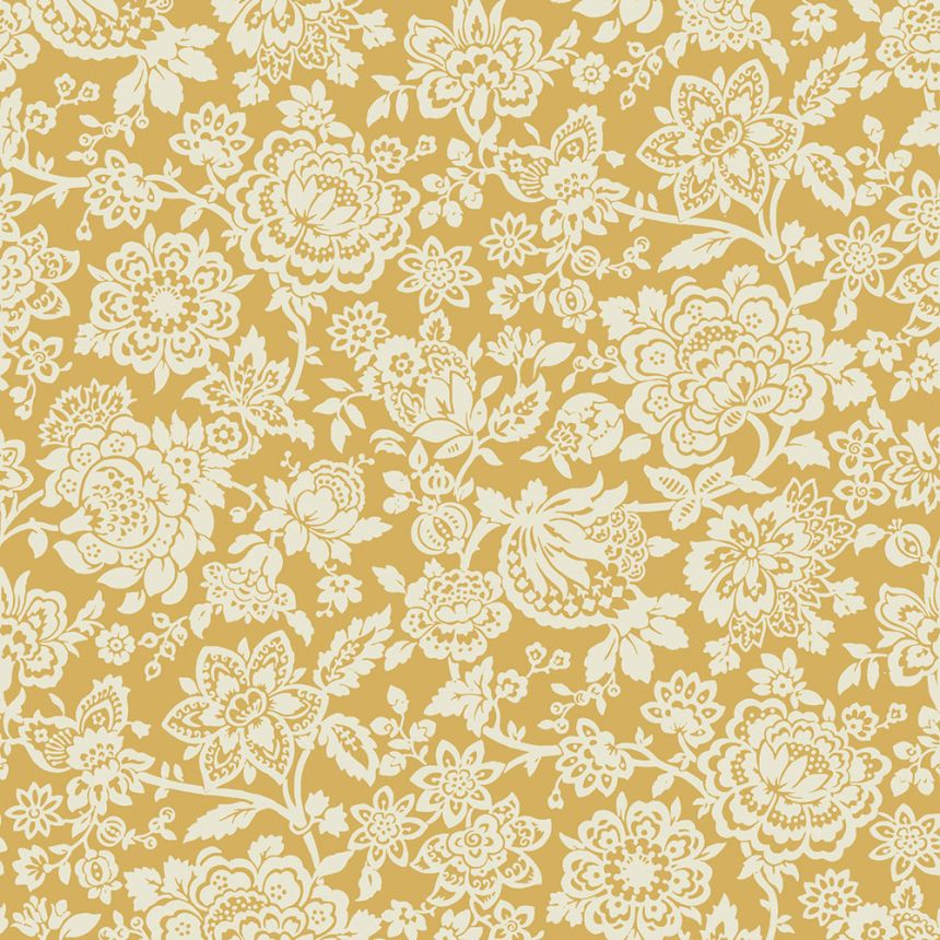 Ocher-white non-woven floral wallpaper, 121072, Laura Ashley 3