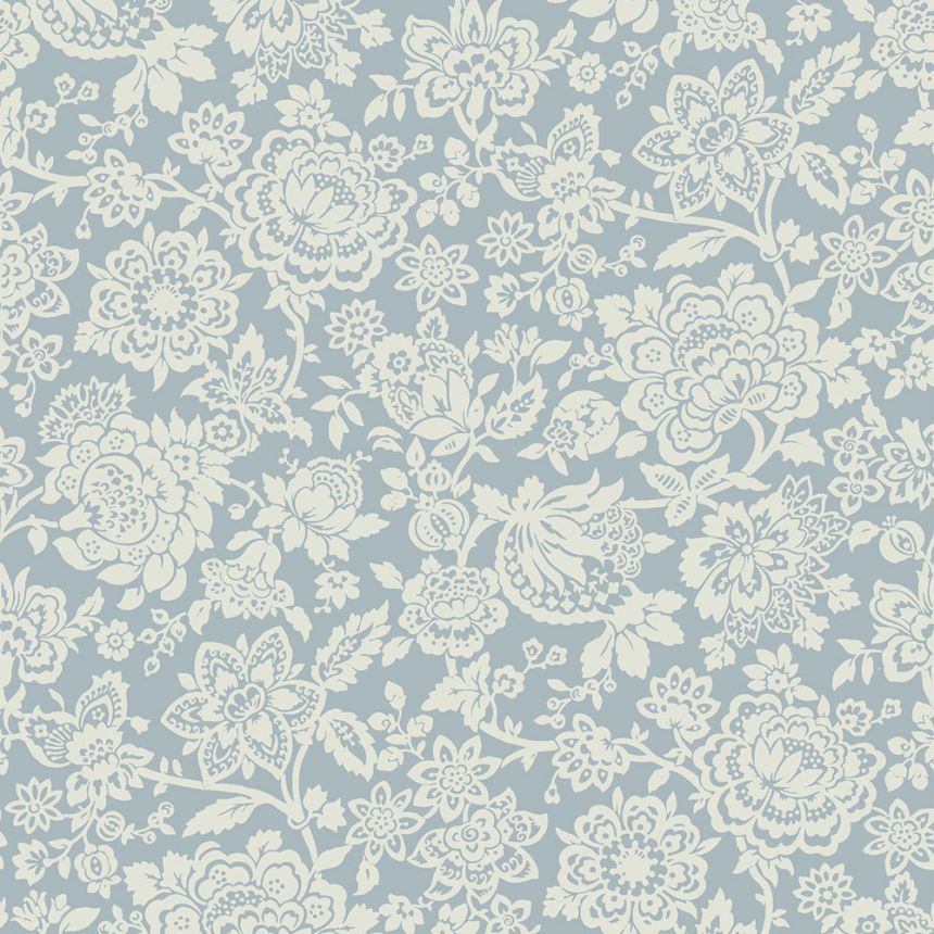 Blue-white non-woven floral wallpaper, 121073, Laura Ashley 3