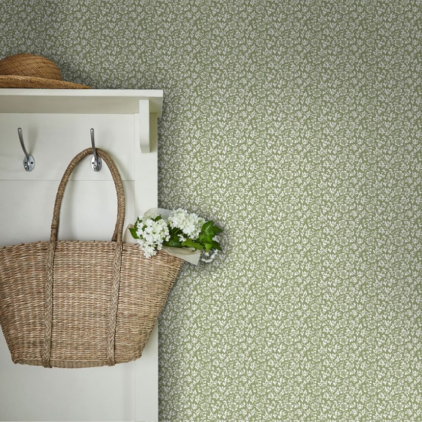 White-green non-woven floral wallpaper, 121077, Laura Ashley 3