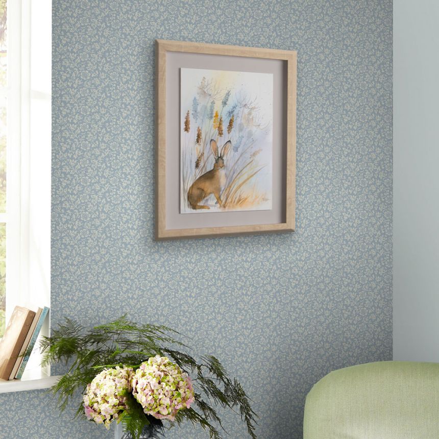 Blue-white non-woven floral wallpaper, 121078, Laura Ashley 3