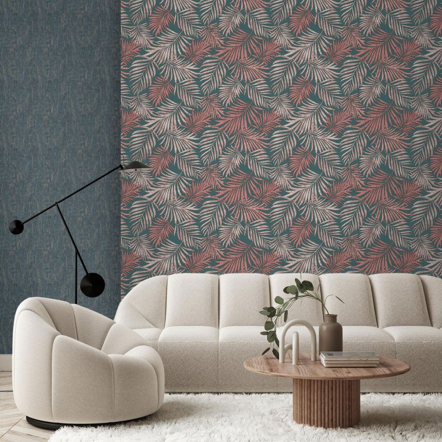 Luxury green non-woven wallpaper with leaves, 07510, Makalle II, Limonta