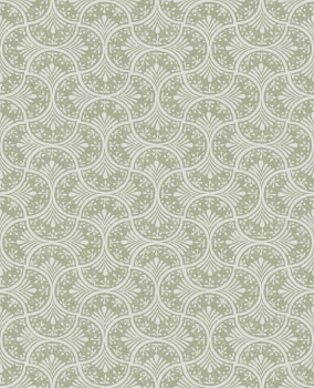 Green-white non-woven geometric pattern wallpaper, 120639, Retreat, Graham&Brown Premium