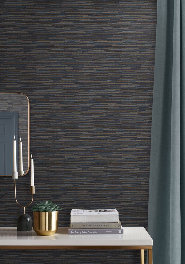 Blue non-woven wallpaper, fabric imitation, 120659, Retreat, Graham&Brown Premium