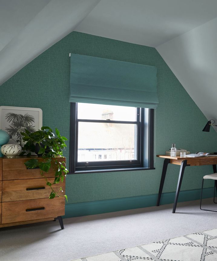 Semi-gloss green-blue wallpaper, fabric imitation, 120667, Retreat, Graham&Brown Premium