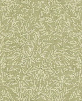 Green non-woven wallpaper with leaves, 121441, New Eden, Graham&Brown Premium