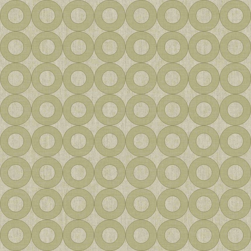 Green non-woven wallpaper with circles, 30165, Energie, Cristiana Masi by Parato