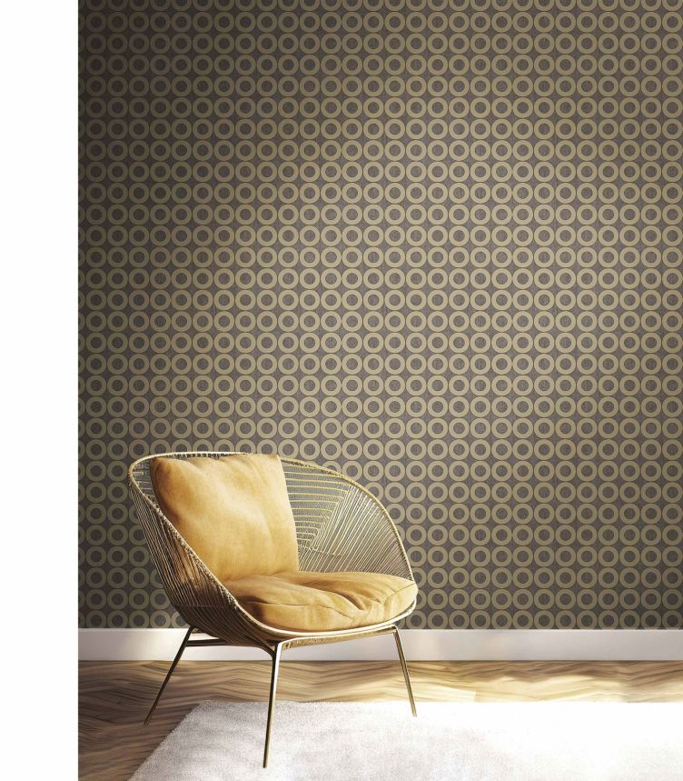 Green non-woven wallpaper with circles, 30165, Energie, Cristiana Masi by Parato