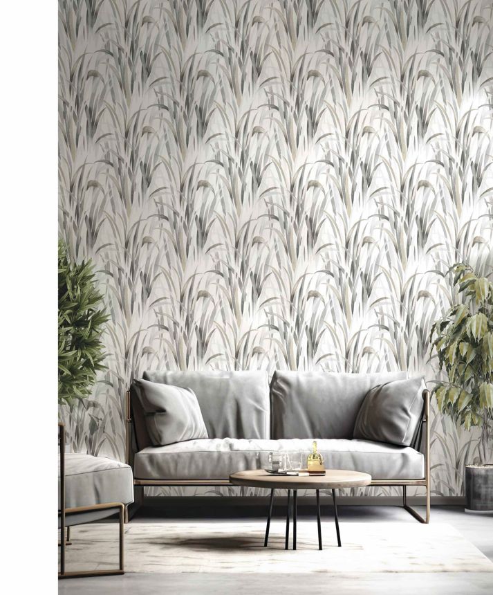 Beige wallpaper, leaves of grass, 26403, Thai, Cristiana Masi by Parato