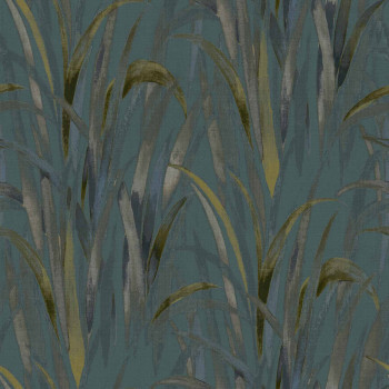 Turquoise wallpaper, leaves of grass,  26407, Thai, Cristiana Masi by Parato