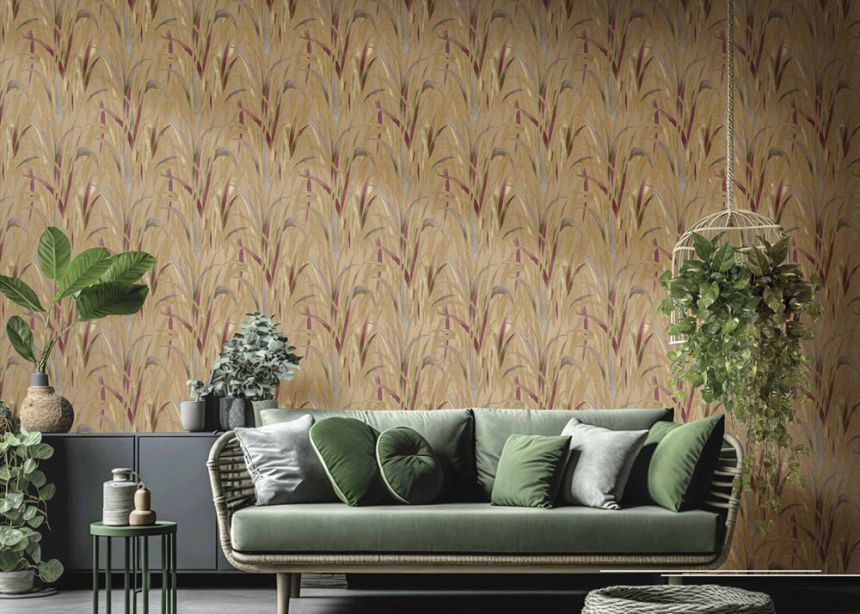 Sand colored wallpaper, grass leaves, 26408, Thai, Cristiana Masi by Parato