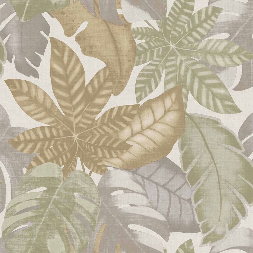 Beige wallpaper, tropical leaves, 26413, Thai, Cristiana Masi by Parato