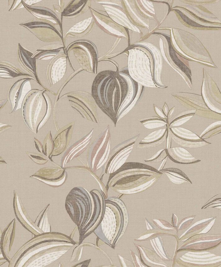 Beige blue wallpaper, plants, leaves, 26433, Thai, Cristiana Masi by Parato