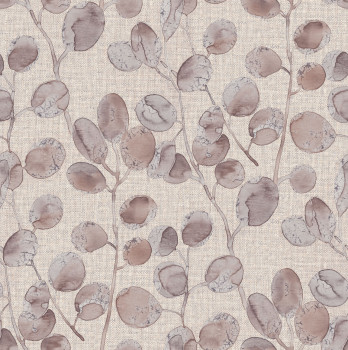 Brown-beige wallpaper with twigs and leaves, Z77506, Savana, Zambaiti Parati