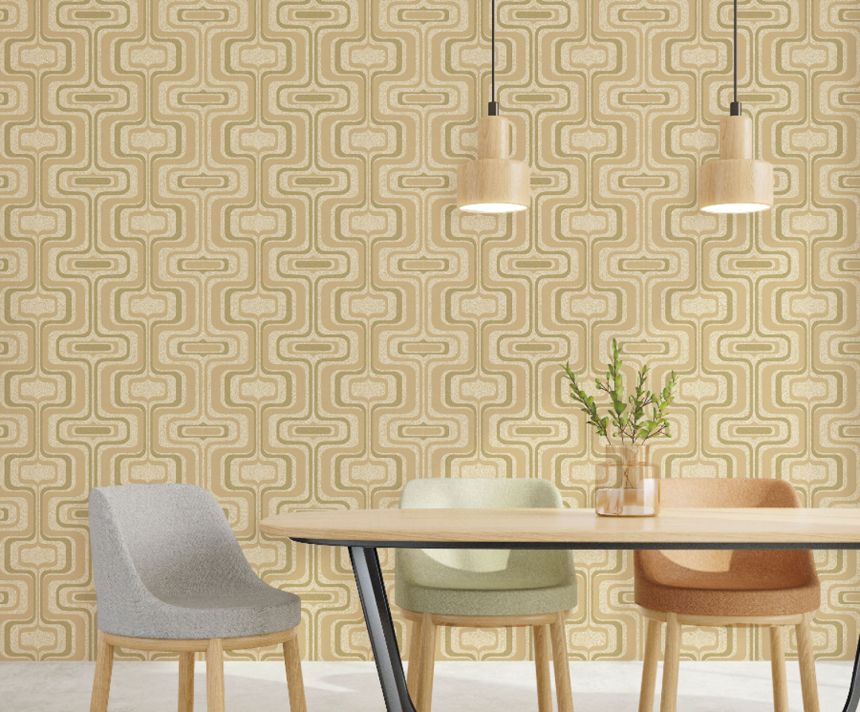 Gray-silver geometric retro wallpaper, Z77522, Savana, Zambaiti Parati