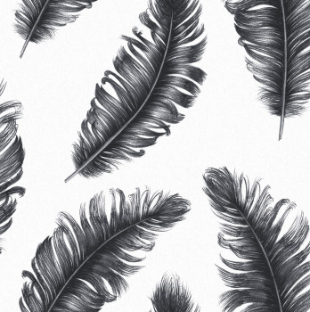 Luxury black-white wallpaper with feathers, Z77527, Savana, Zambaiti Parati