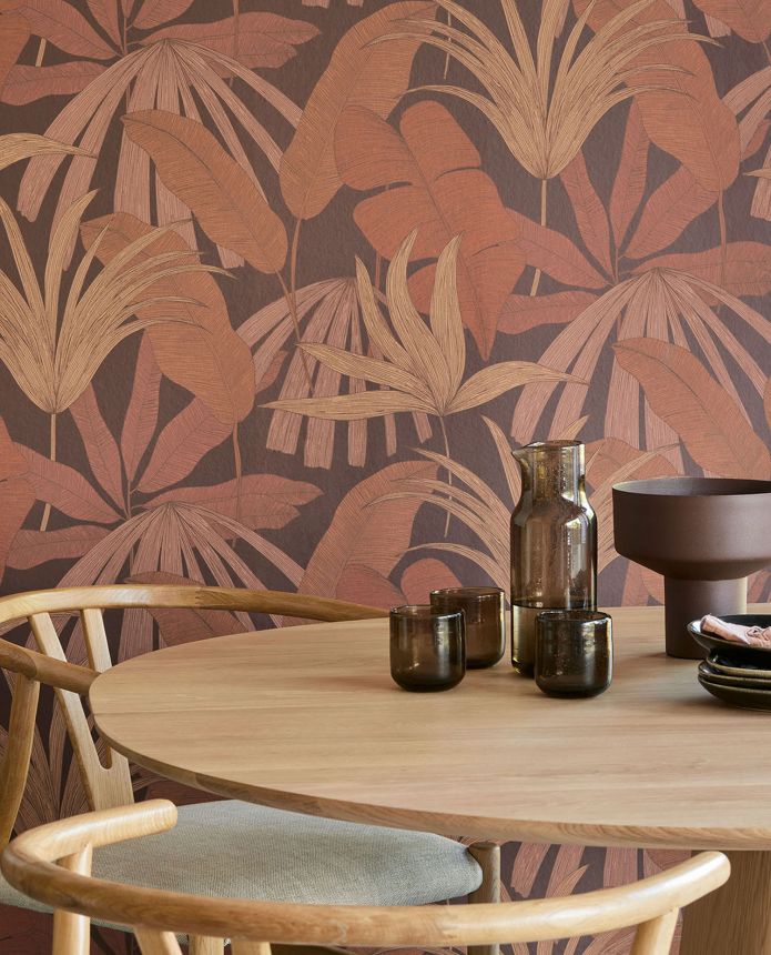 Wine red wallpaper with leaves, 333502, Festival, Eijffinger