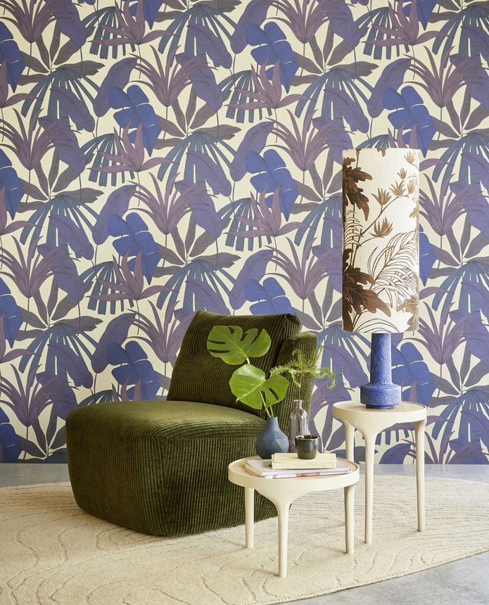 Blue-violet wallpaper with leaves, 333504, Festival, Eijffinger