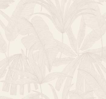 Cream wallpaper with pearl leaves, 333510, Festival, Eijffinger