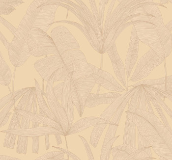 Ocher-gold wallpaper with leaves, 333512, Festival, Eijffinger