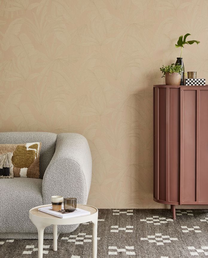 Brown-pink wallpaper with leaves, 333515, Festival, Eijffinger