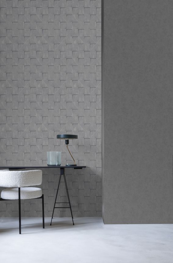 Gray geometric non-woven 3D wallpaper, RE25170, Reflect, Decoprint