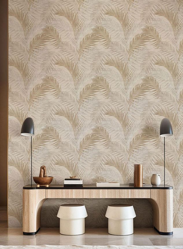 Luxury sand color wallpaper with palm leaves, 33314, Tradizioni, Cristiana Masi by Parato