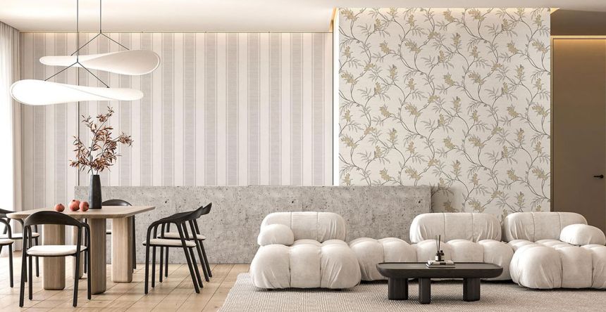 Gray-cream non-woven striped wallpaper, 33361, Tradizioni, Cristiana Masi by Parato