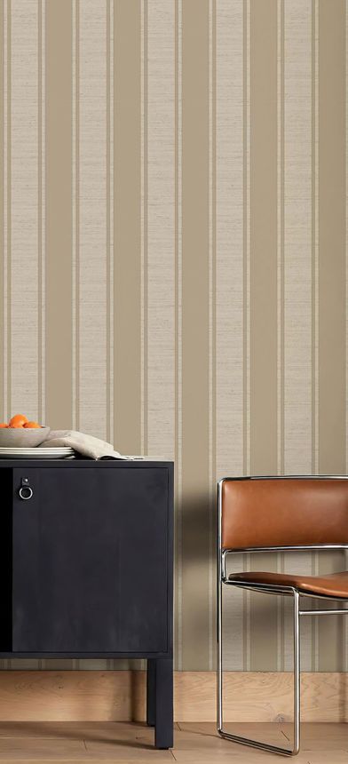 Sand color non-woven striped wallpaper, 33367, Tradizioni, Cristiana Masi by Parato