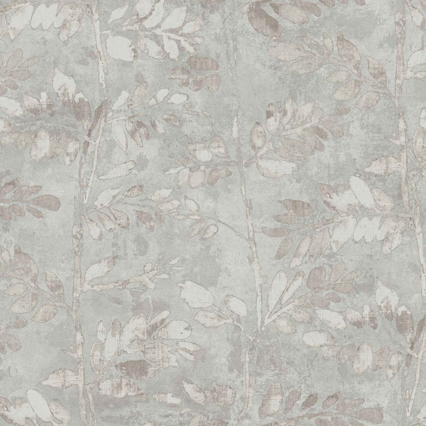 Gray wallpaper branches, leaves, 43801, Terra, Cristiana Masi by Parato