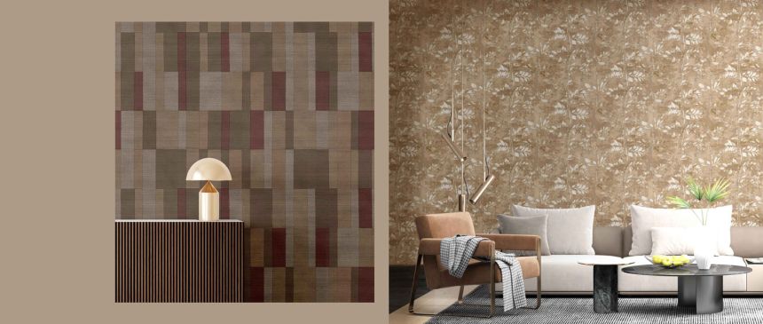 Terracotta colour wallpaper branches, leaves, 43808, Terra, Cristiana Masi by Parato