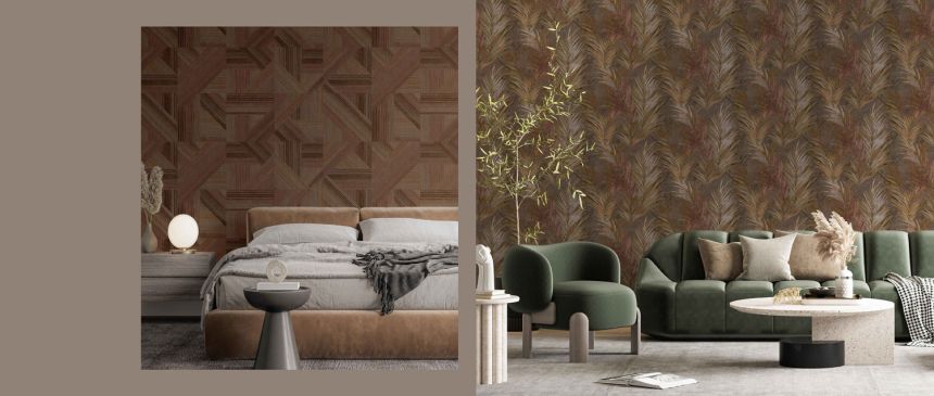 Terracotta colour geometric wallpaper, 43848, Terra, Cristiana Masi by Parato