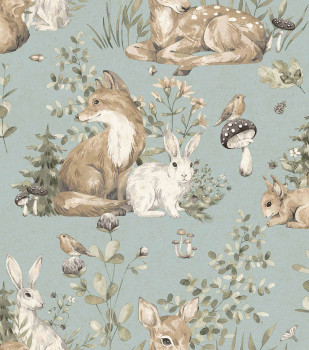 Blue children's wallpaper with animals, 17103, MiniMe, Cristiana Masi by Parato