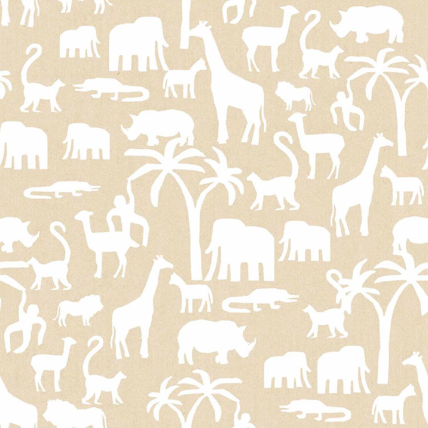 Beige children's wallpaper with animals from Africa, 17133, MiniMe, Cristiana Masi by Parato